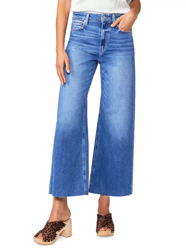 Paige Anessa Wide Leg High Rise Cropped Jeans Size 32